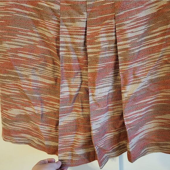 Bandolino tan/red/cream pleated midi skirt - Picture 2 of 8